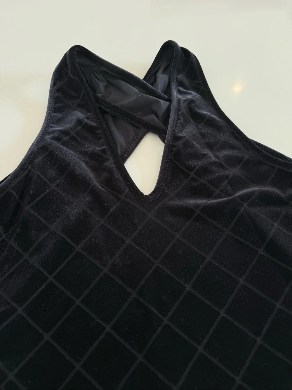 CHANEL Black Quilted Velvet V-Neck Mini Dress FR36 | US4